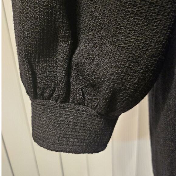 ST. JOHN VINTAGE BLACK OPEN-FRONT LONG CARDIGAN – SIZE P – KNIT – RIBBED CUFFS - Picture 4 of 7